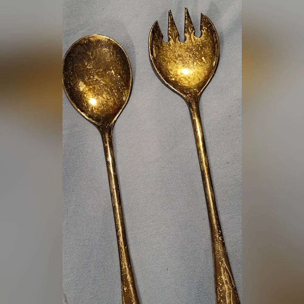 Vintage Salad Toss Set (Italy, Silver Plated)